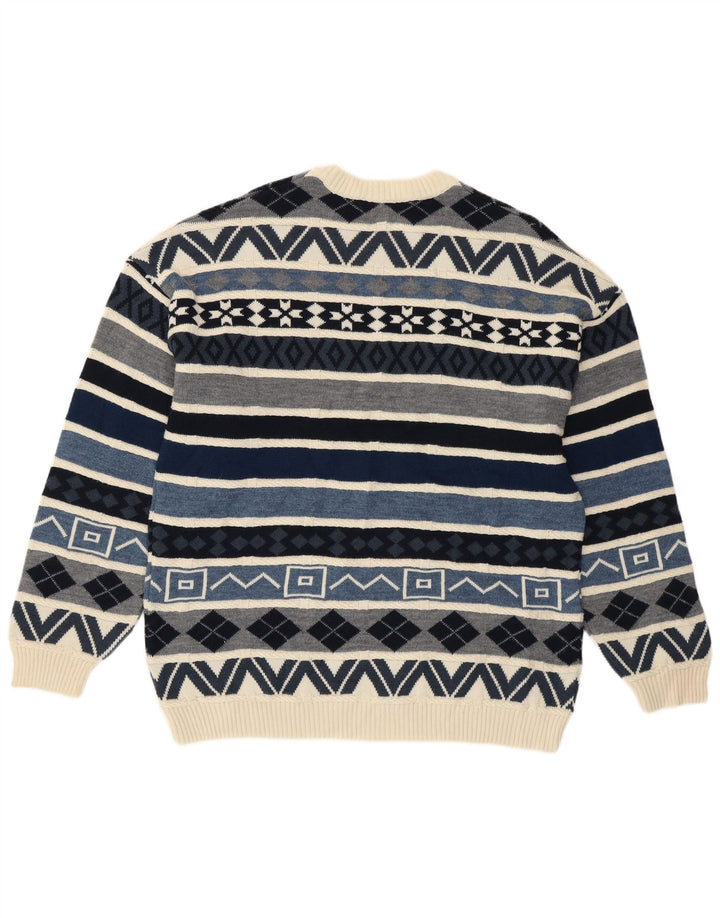 Il Granchio Herren-Pullover mit Rundhalsausschnitt, groß, blau, geometrisch