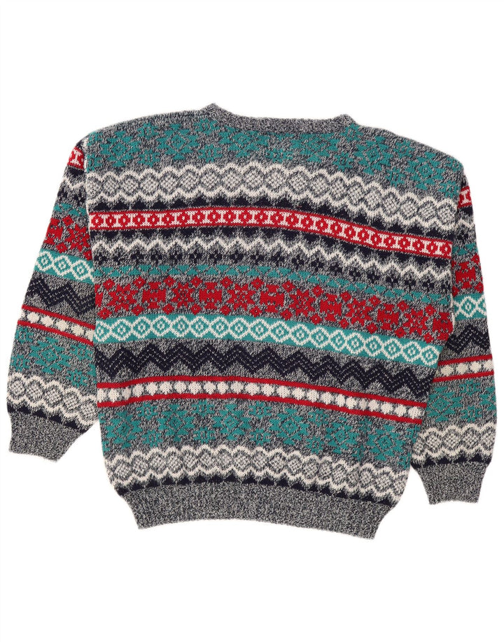 BROADWAY Herren-Pullover mit U-Boot-Ausschnitt, groß, mehrfarbig, Fair Isle-Muster