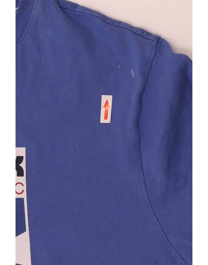 Reebok Herren Grafik-T-Shirt-Oberteil aus mittelblauer Baumwolle