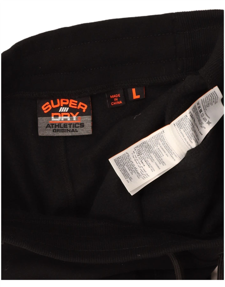 SUPERDRY Herren-Trainingshose, Jogginghose, Größe L, Schwarz, Baumwolle