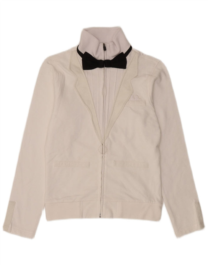 Kappa Damen-Trainingsanzug-Top-Jacke, UK 12, mittelweiße Baumwolle