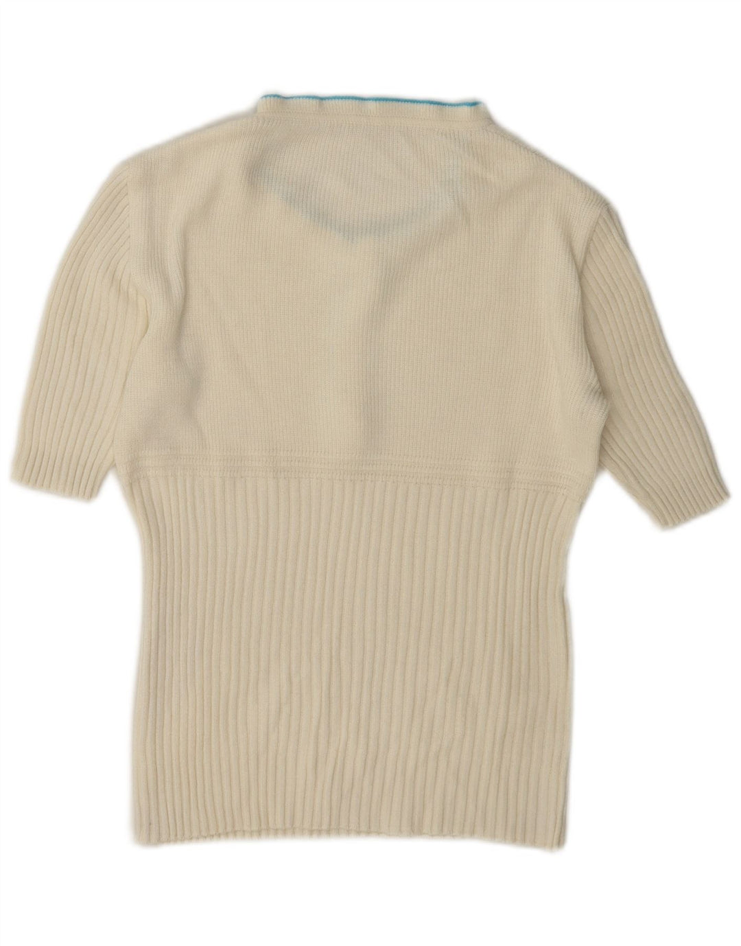 Vintage Damen Rollkragenpullover mit Rüschen, UK 12, Mittelweiß