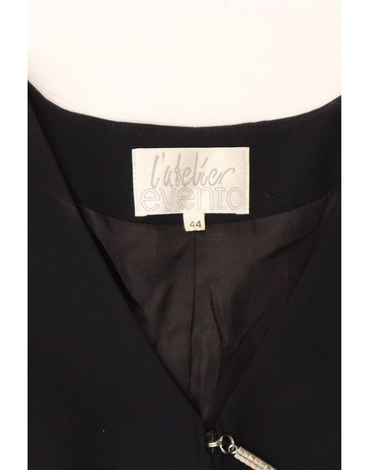 VINTAGE Womens Blazer Jacket IT 44 Medium Navy Blue Colourblock Acetate Vintage Vintage and Second-Hand Vintage from Messina Hembry 