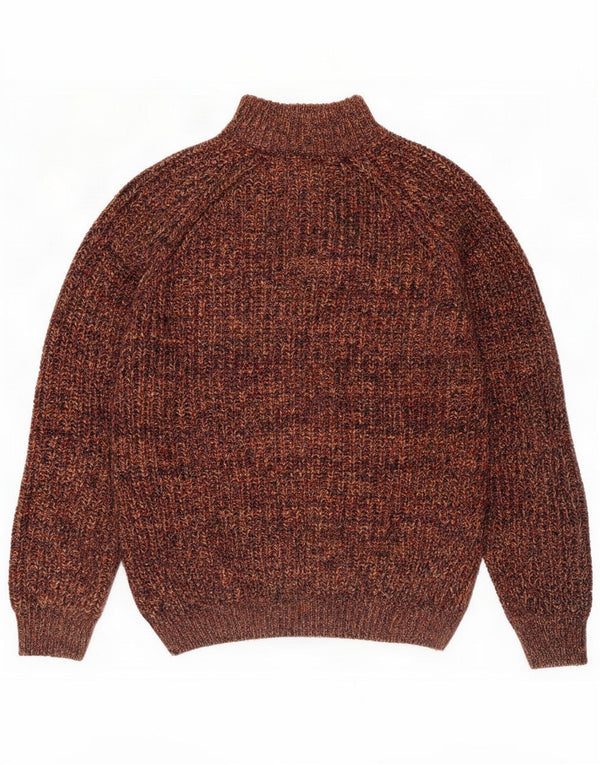 P.G.Field Mens Zip Neck Jumper Sweater Large Brown Flecked Acrylic
