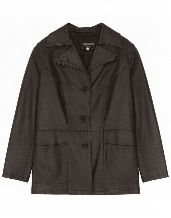 Bayside Damen Übergroße Lederjacke UK 10 Small Schwarz