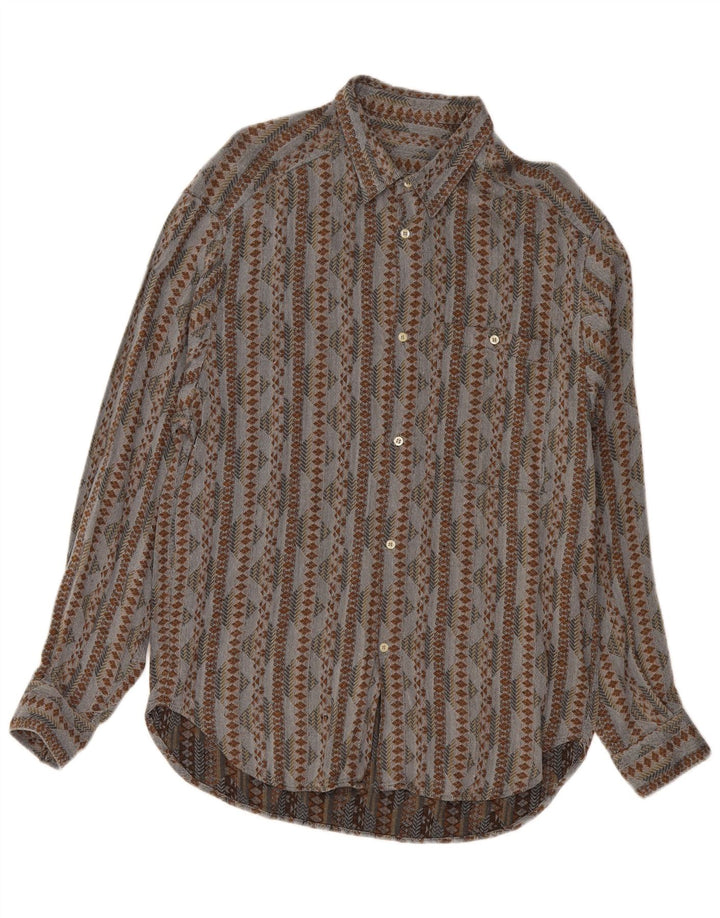 VINTAGE Herrenhemd mittelgrau geometrisch