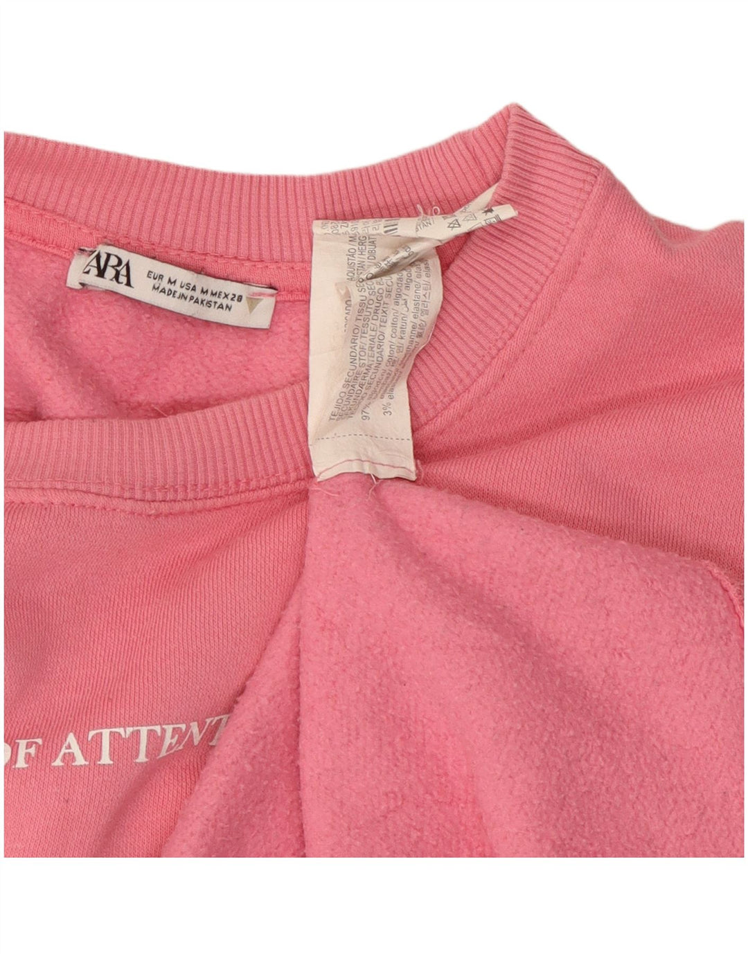 ZARA Damen Grafik-Sweatshirt-Pullover UK 14 Mittelrosa Baumwolle