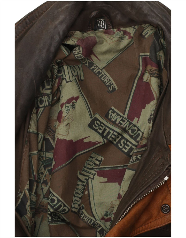 VINTAGE Herren Lederjacke IT 48 Mittelbraun