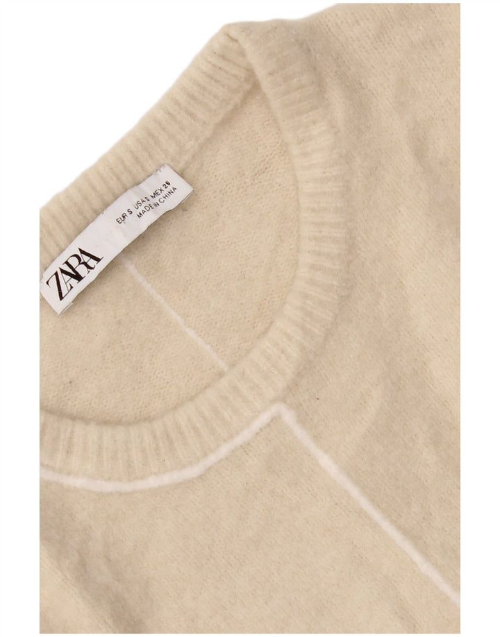 Zara Damen-Pullover mit Rundhalsausschnitt, Gr. 10, Größe S, Beige