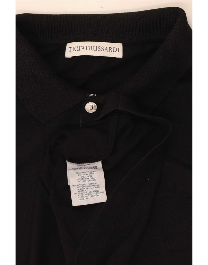 Trussardi Herren-Langarm-Poloshirt, Größe S, Schwarz, Baumwolle