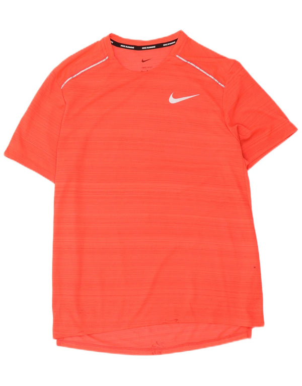 Nike Herren Dri Fit T-Shirt Top Mittelrot gestreift aus Polyester
