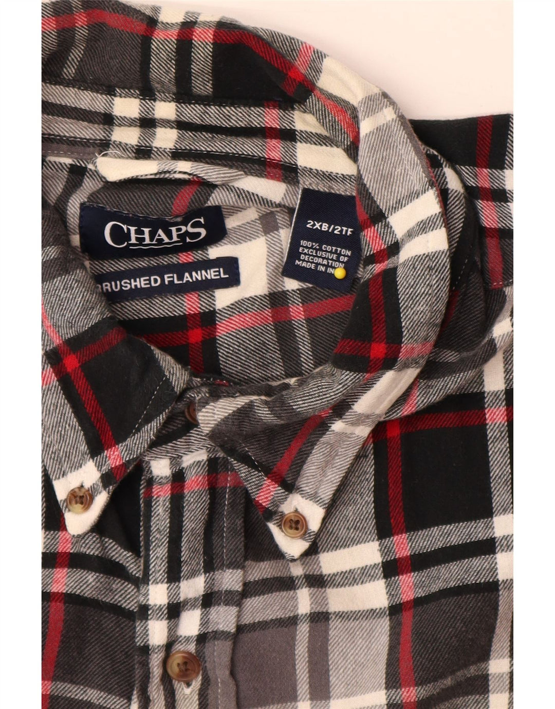 Chaps Herren-Big-Flanellhemd 2XL, schwarz kariert, Baumwolle