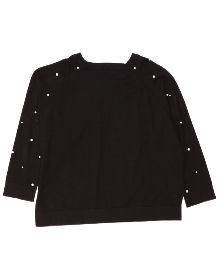 Zara Damen-Pullover, übergroß, U-Boot-Ausschnitt, Gr. 14, mittelschwarz