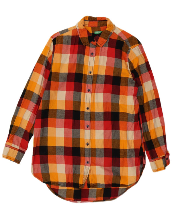 Benetton Damen-Hemdkleid in Übergröße, Gr. 6, XS, mehrfarbig, kariert, Baumwolle