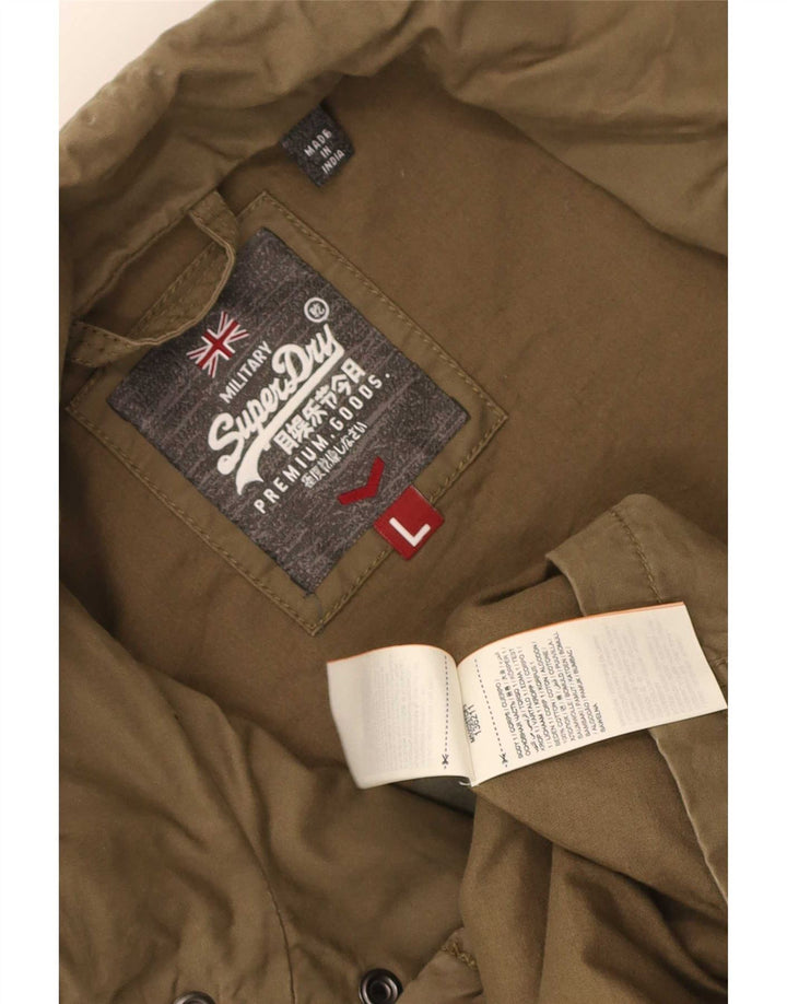 Superdry Herren Militärjacke UK 40 Large Khaki Baumwolle