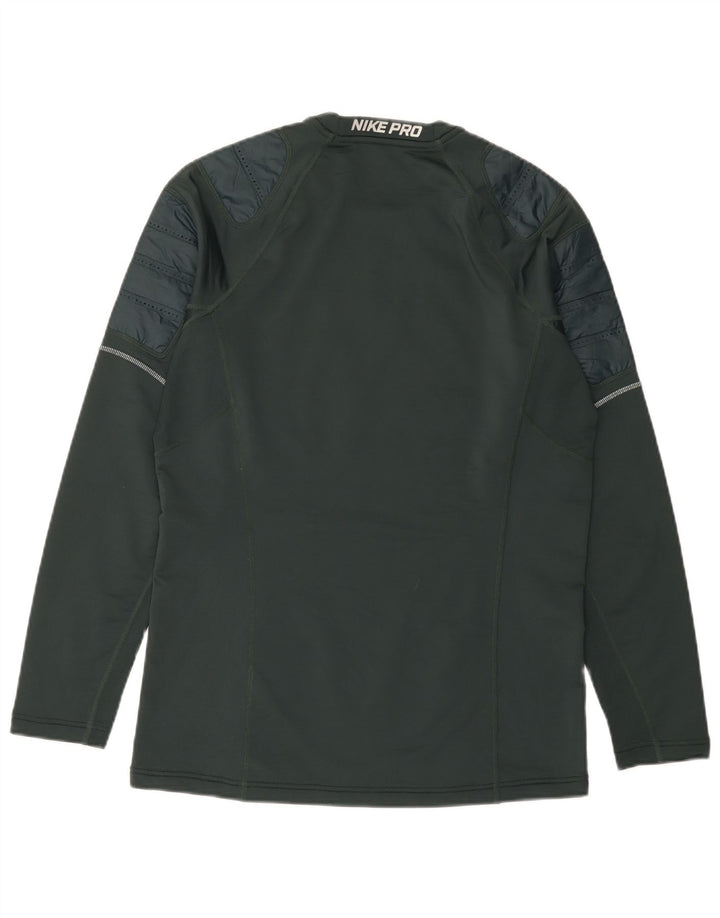 Nike Herren-Grafikoberteil mit langen Ärmeln, Mittelgrünes Farbblock-Polyester