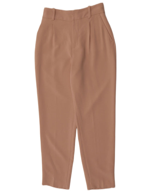 Zara Damen-Freizeithose mit hoher Taille, schmal zulaufend, Größe S, W26, L28, Beige