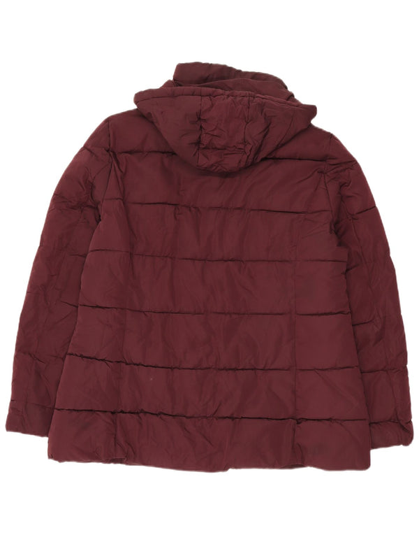 Tommy Hilfiger Wattierte Damenjacke mit Kapuze, UK 16, Größe L, Burgunderrot, Polyester