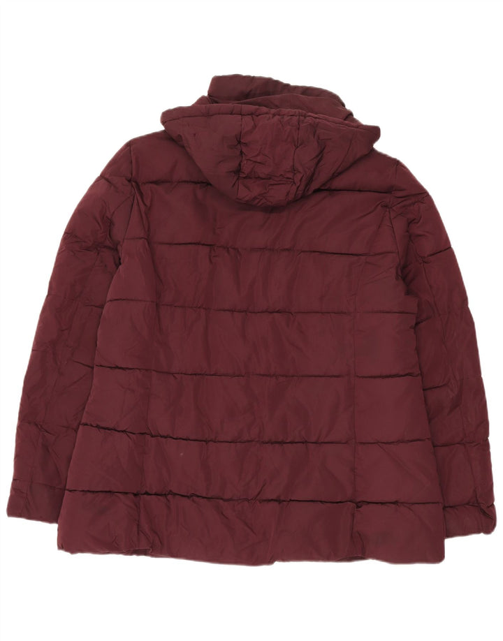 Tommy Hilfiger Wattierte Damenjacke mit Kapuze, UK 16, Größe L, Burgunderrot, Polyester