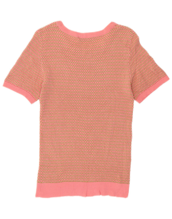 Zara Damen-Pullover mit U-Boot-Ausschnitt, Gr. 12, mittelrosa, geometrisch