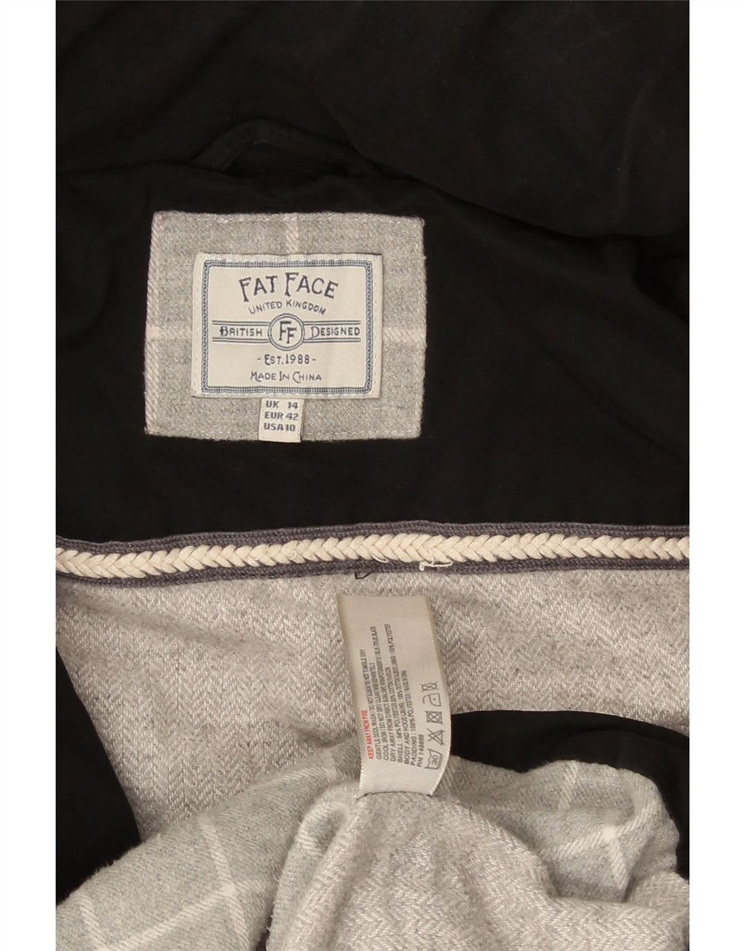 Fat Face Damen-Kapuzenmantel, übergroß, gepolstert, Größe 44, Schwarz, Polyester