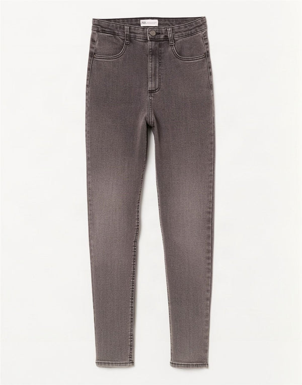 Zara Damen High Waist Skinny Jeans EU 36 XS W26 L28 Grau