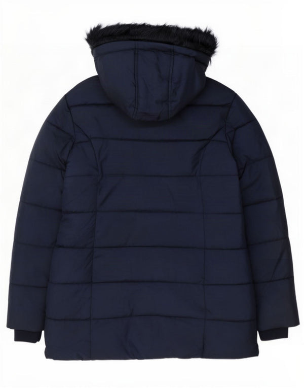 Marks & Spencer Wattierte Mädchenjacke mit Kapuze, 12–13 Jahre, Marineblau, Polyester