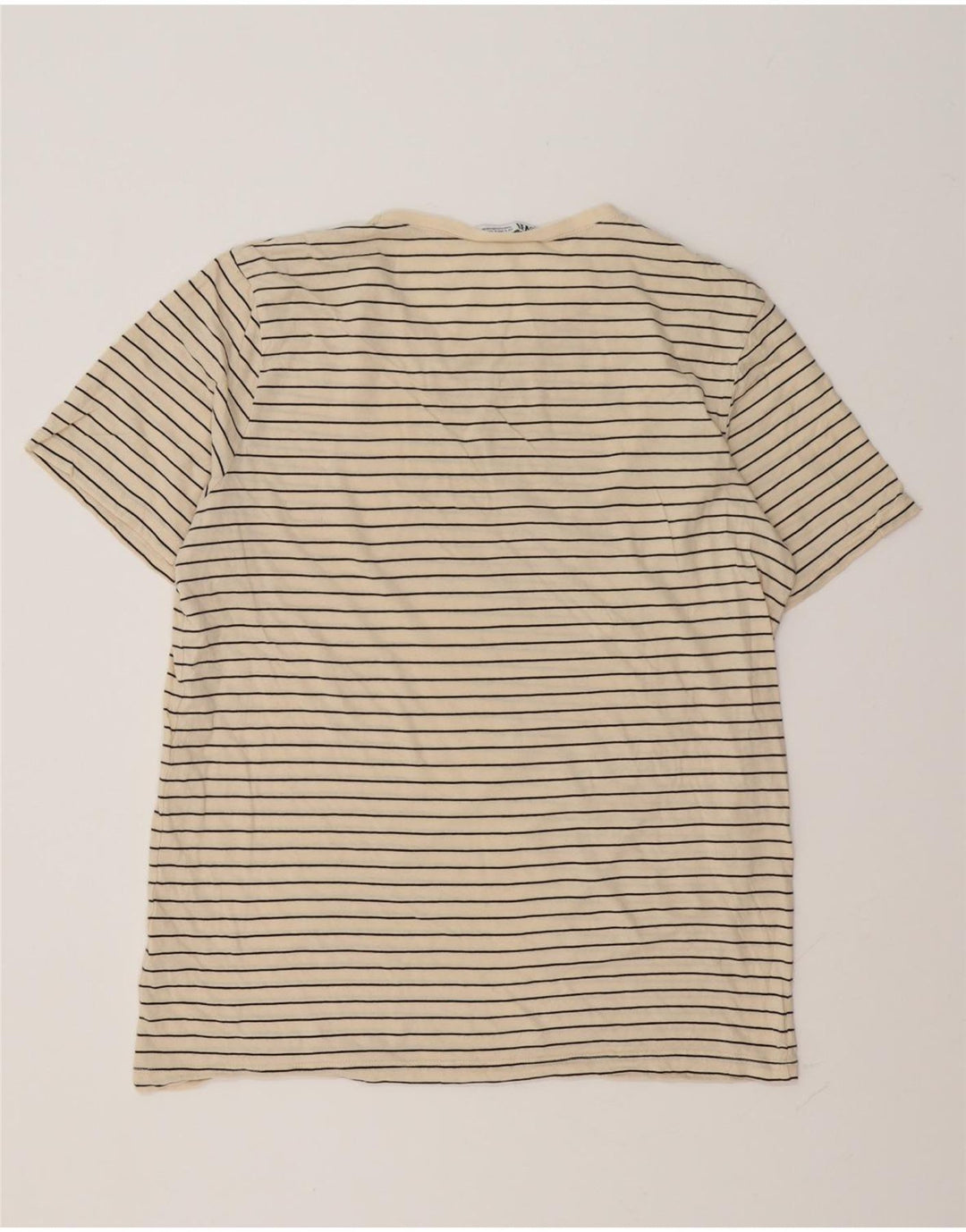 T-Shirt-Oberteil für Herren von Zara, groß, beige, gestreift, Baumwolle