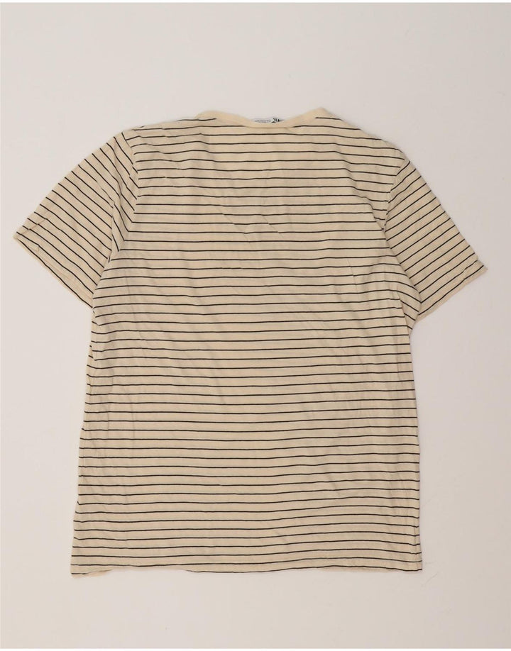 T-Shirt-Oberteil für Herren von Zara, groß, beige, gestreift, Baumwolle