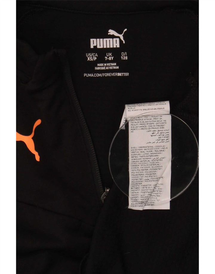 Puma Jungen-Pullover-Trainingsanzugoberteil mit Reißverschluss, 7–8 Jahre, schwarzes Polyester