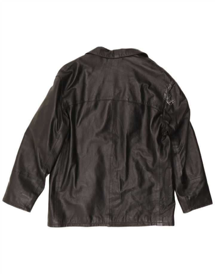 Conbipel Herren 4-Knopf-Lederblazer IT 48 Mittelschwarzes Leder