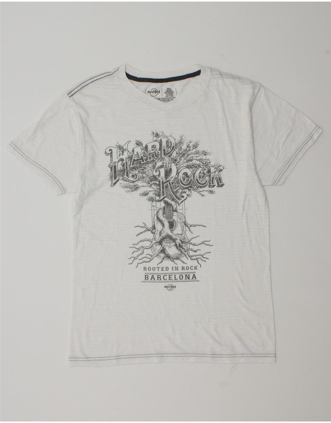 Hard Rock Cafe Herren Barcelona Graphic T-Shirt Top Small Weiß Polyester