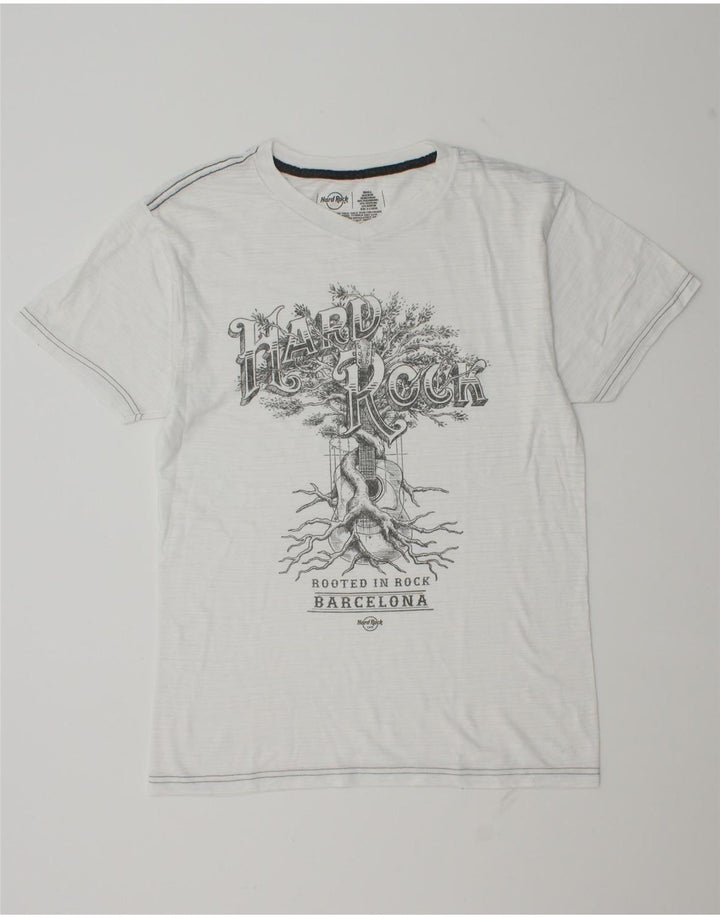 Hard Rock Cafe Herren Barcelona Graphic T-Shirt Top Small Weiß Polyester