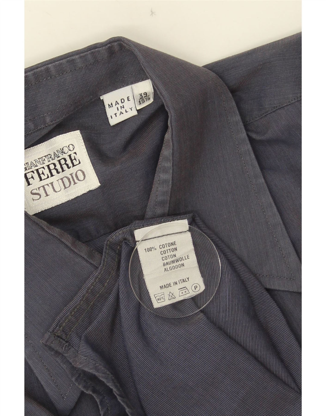 Gianfranco Ferre Herrenhemd Größe 39 15 1/2 Medium Marineblau Baumwolle