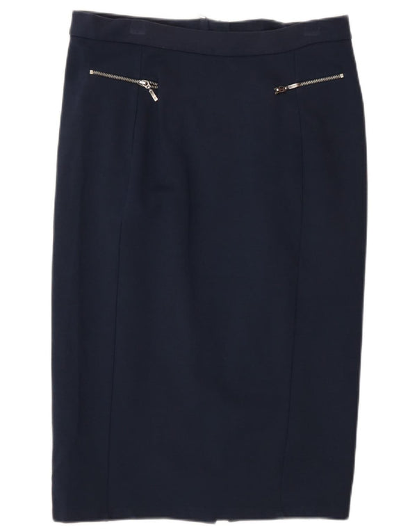Marks & Spencer Damen Midirock UK 12 Medium W30 Marineblau Polyamid