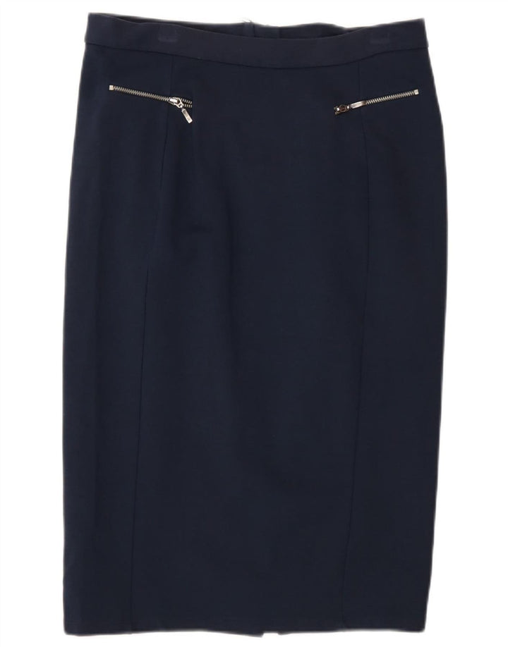 Marks & Spencer Damen Midirock UK 12 Medium W30 Marineblau Polyamid