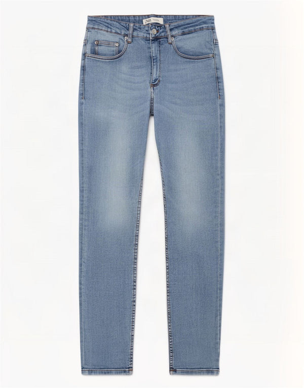 Zara Herren-Jeans mit hoher Taille, Röhrenjeans, EU 40, Mittel, W31, L30, Blau, Baumwolle