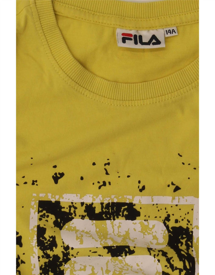 Fila T-Shirt mit Grafik für Jungen, 13–14 Jahre, Gelb
