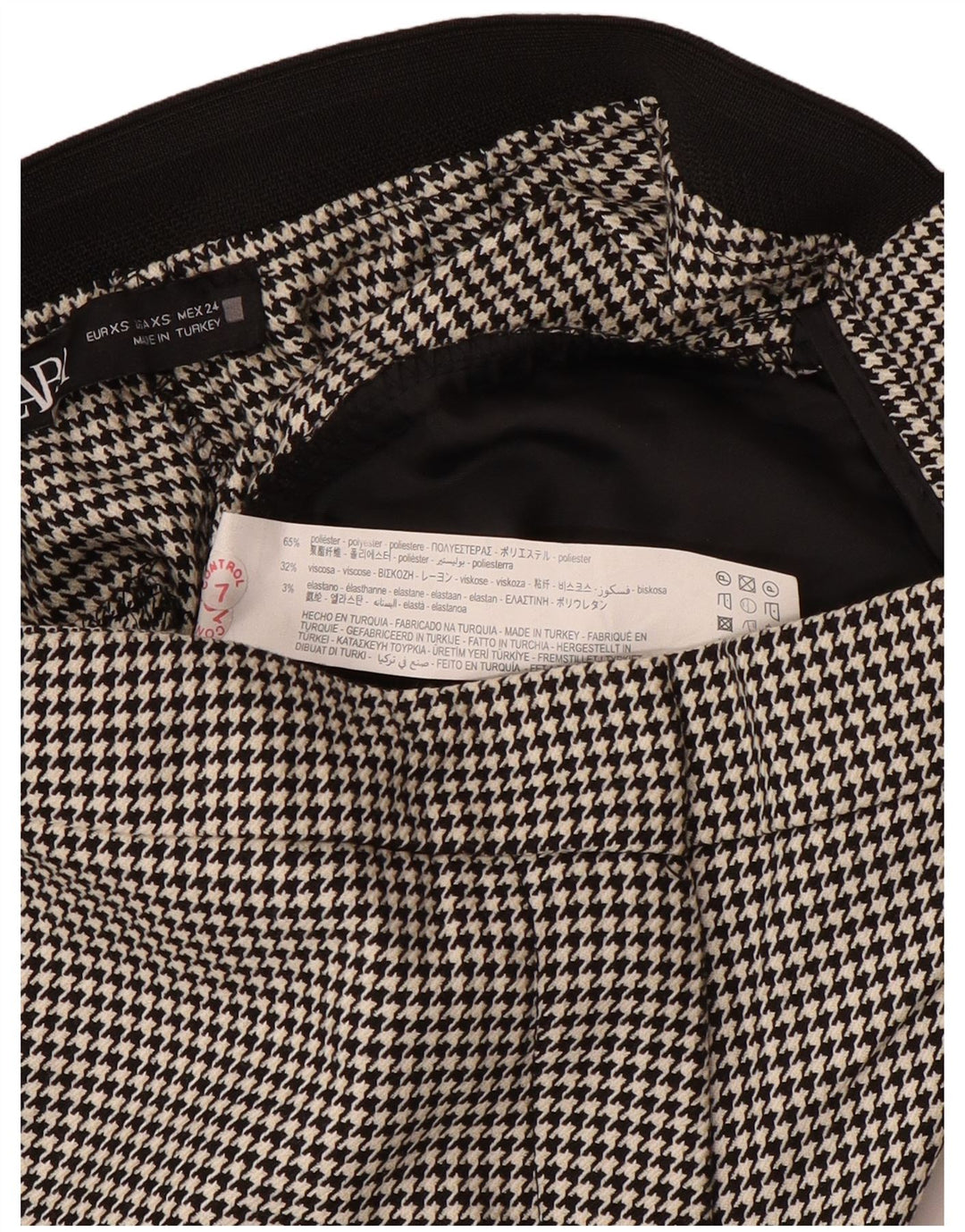 Slim-Anzughose für Damen von Zara, XS, W24, L27, schwarzes Hahnentritt-Polyester