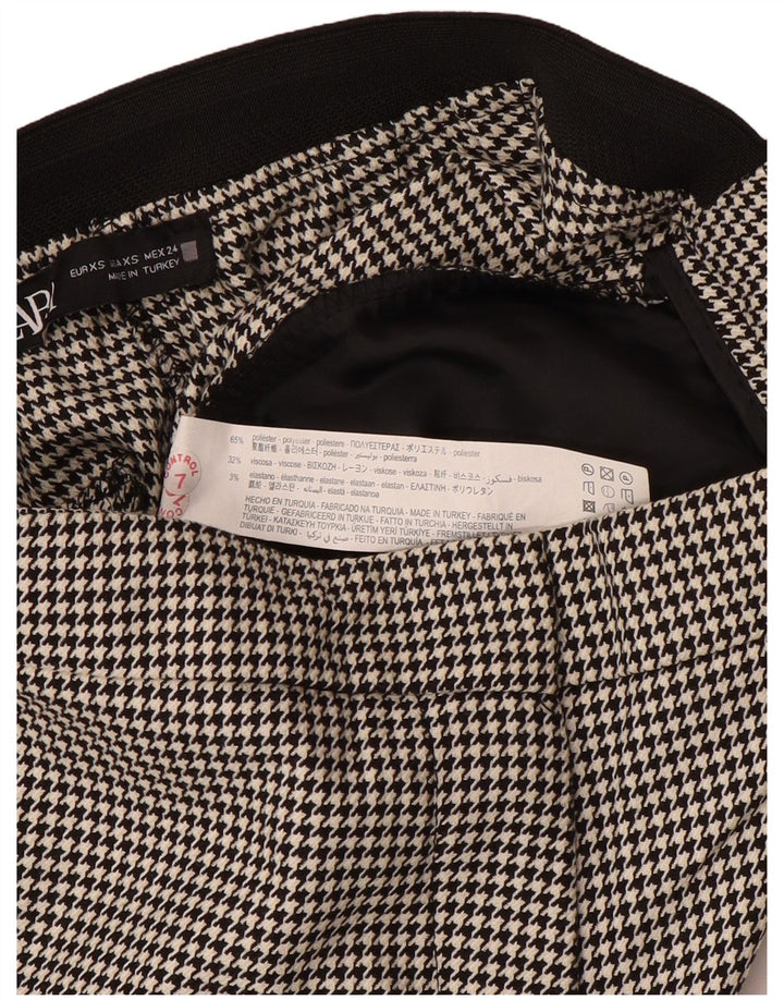 Slim-Anzughose für Damen von Zara, XS, W24, L27, schwarzes Hahnentritt-Polyester