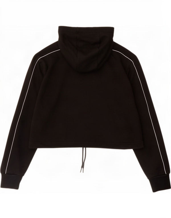 Ellesse Womens Crop Graphic Hoodie Pullover UK 12 Mittelschwarze Baumwolle