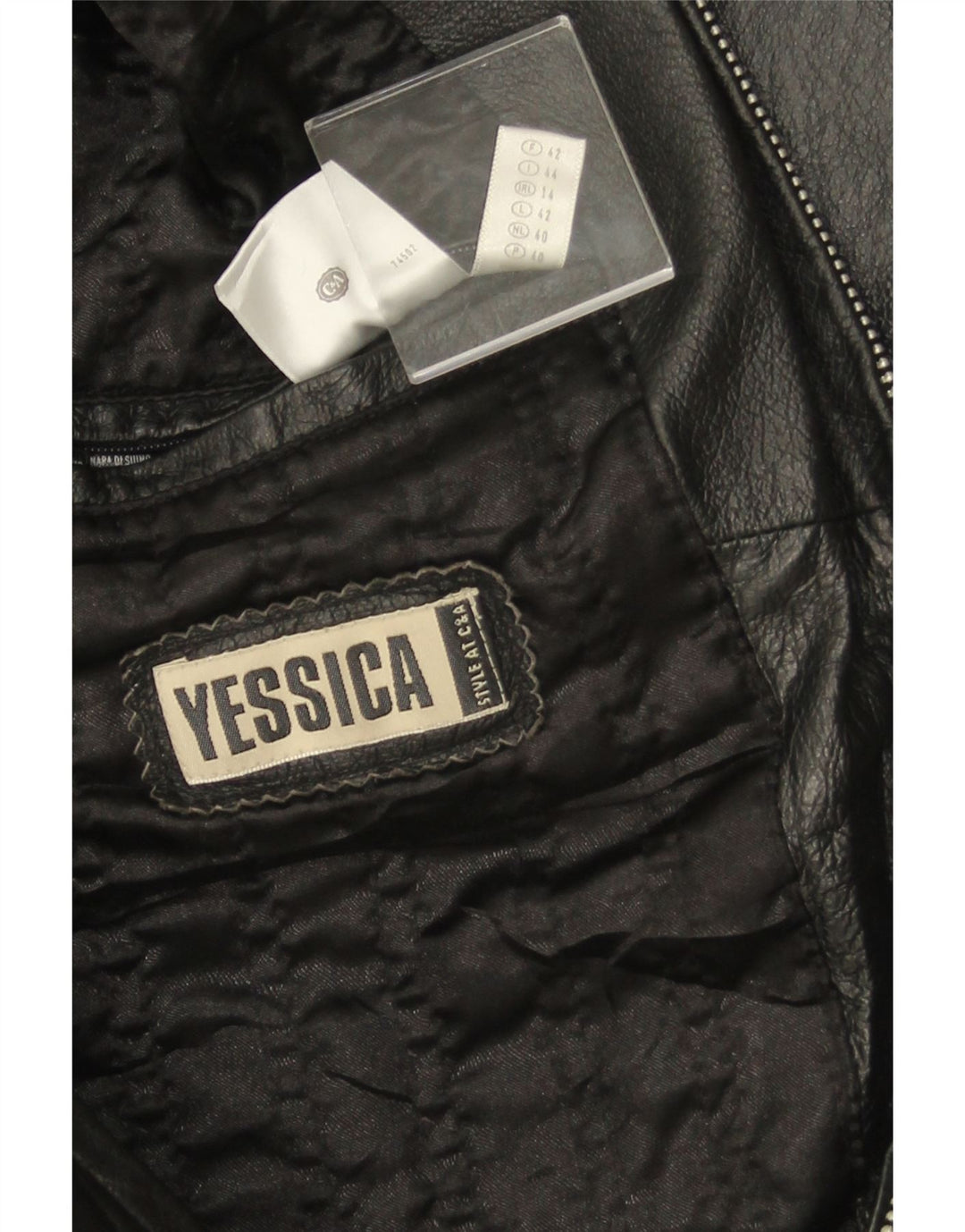 YESSICA Damen Lederjacke UK 14 Large Schwarz