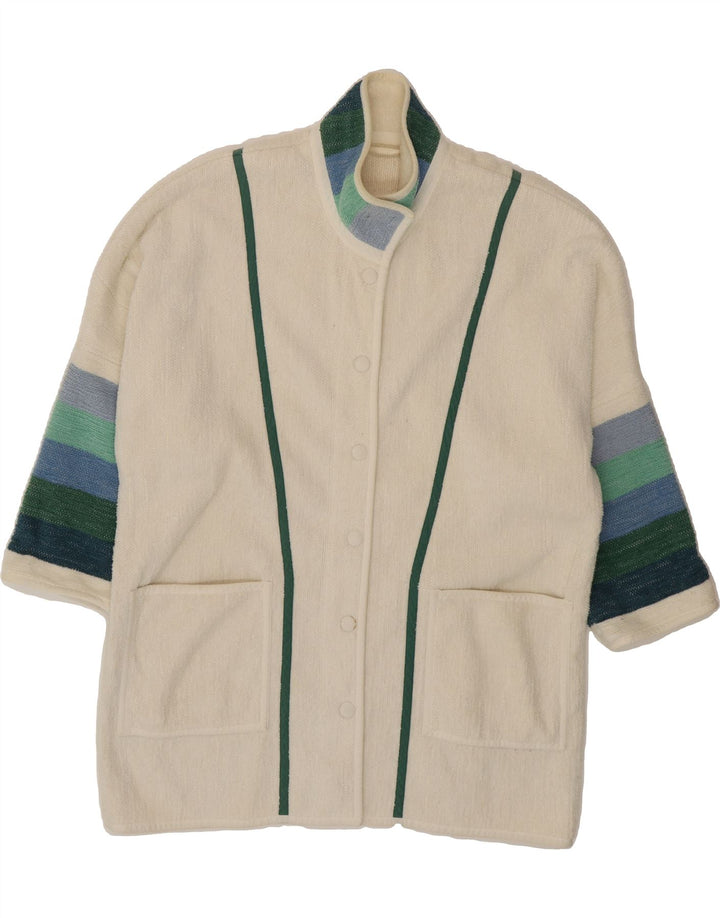 VINTAGE Womens 6 Button Blazer Jacket UK 16 Large White Colourblock Cotton Vintage Vintage and Second-Hand Vintage from Messina Hembry 