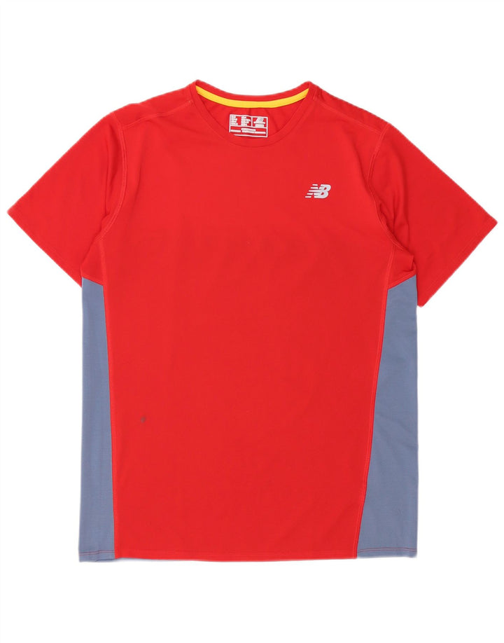 New Balance Herren-T-Shirt-Oberteil, Mittelrot, Farbblock