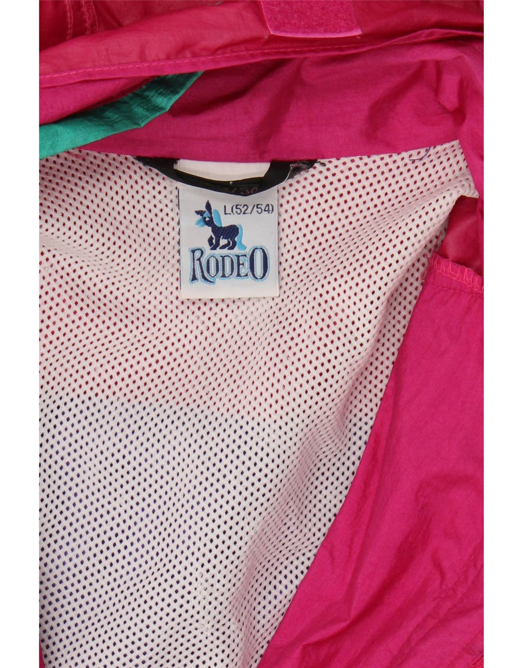 Rodeo Herren-Regenjacke mit Kapuze, Größe 52/54, groß, rosa, Farbblock