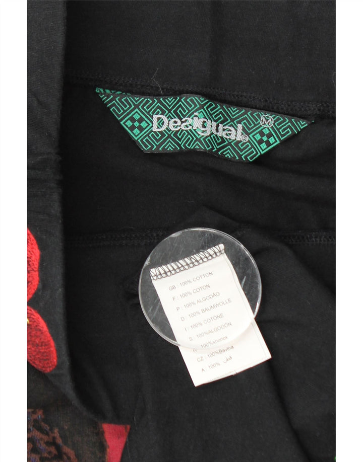 Desigual Damen grafischer asymmetrischer Rock Medium W28 Schwarz geblümte Baumwolle