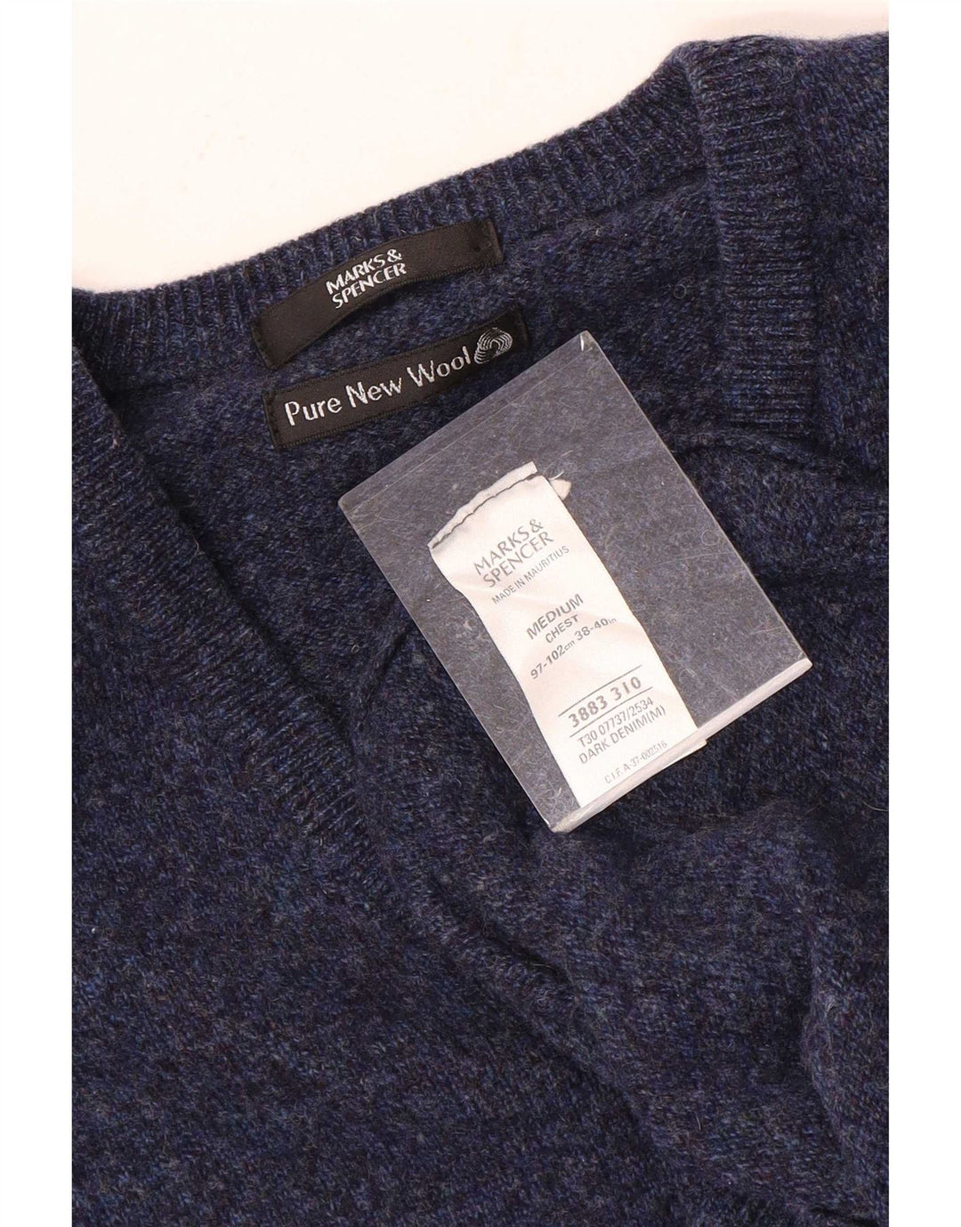 Marks & Spencer Herren-Pullover mit V-Ausschnitt, mittlere marineblau gesprenkelte Wolle