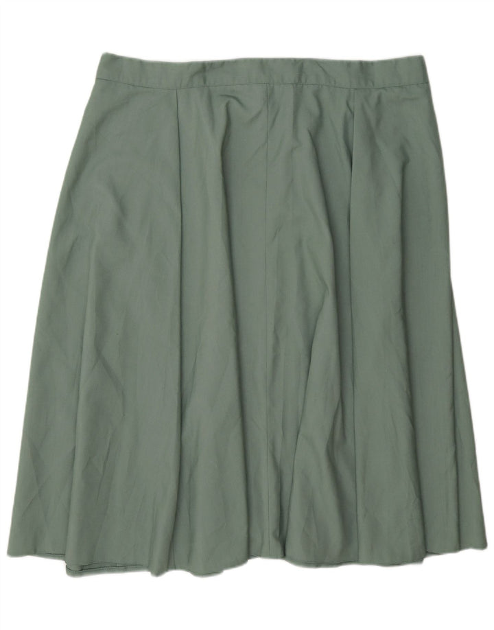 Vintage Damen Regulärer Faltenrock W40 2XL Grün Polyester