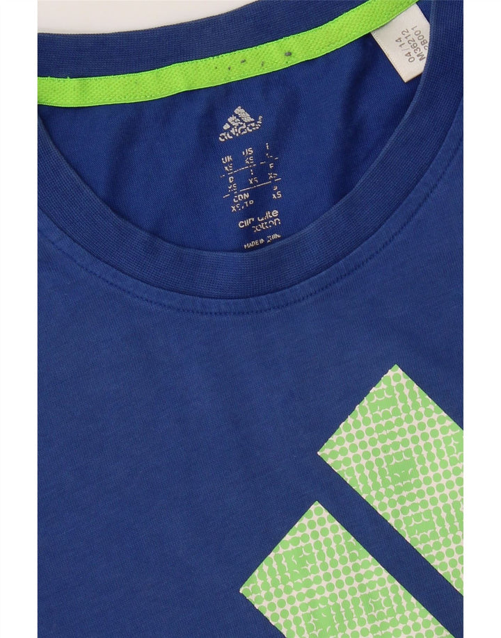 ADIDAS Mens Climalite Graphic T-Shirt Top XS Blue Vintage Adidas and Second-Hand Adidas from Messina Hembry 