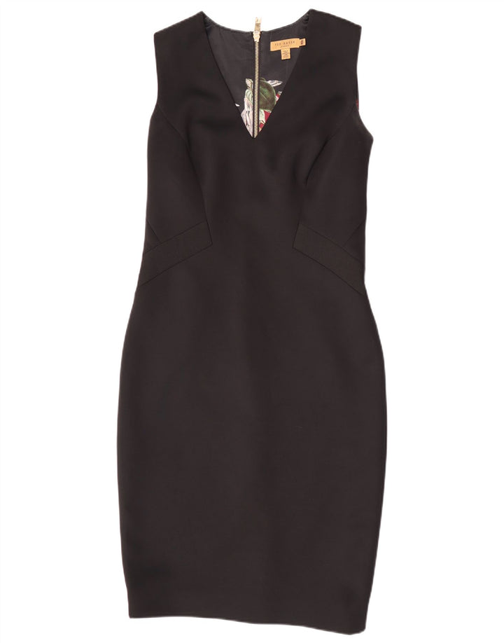Ärmelloses, figurbetontes Damenkleid von Ted Baker, Größe 3, Mittel, Schwarz, Polyester